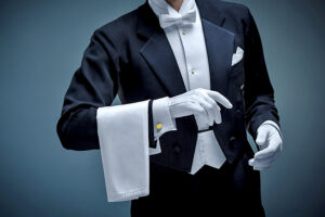butler table cloth white glove