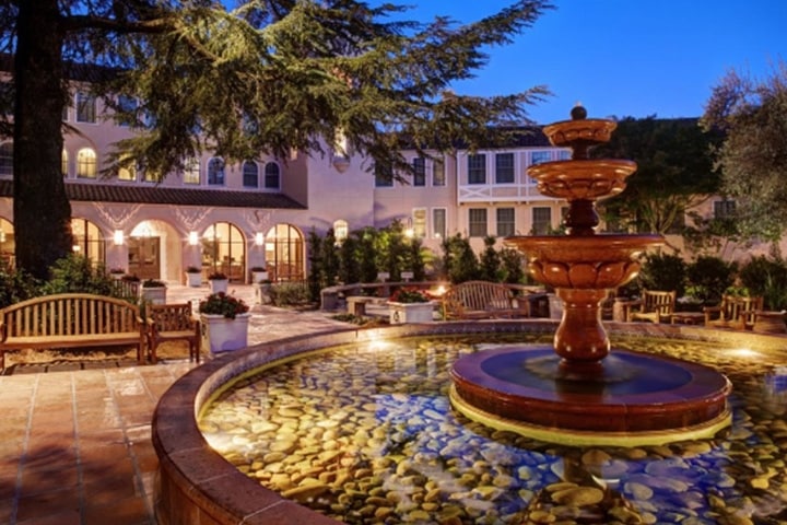 Water feature and the Fairmont Sonoma Mission Inn