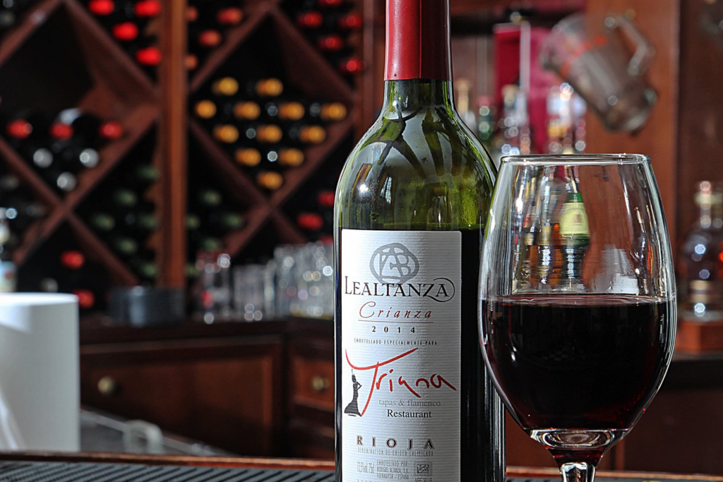 Wine bottle at Triana Tapas Flamenco restaurant