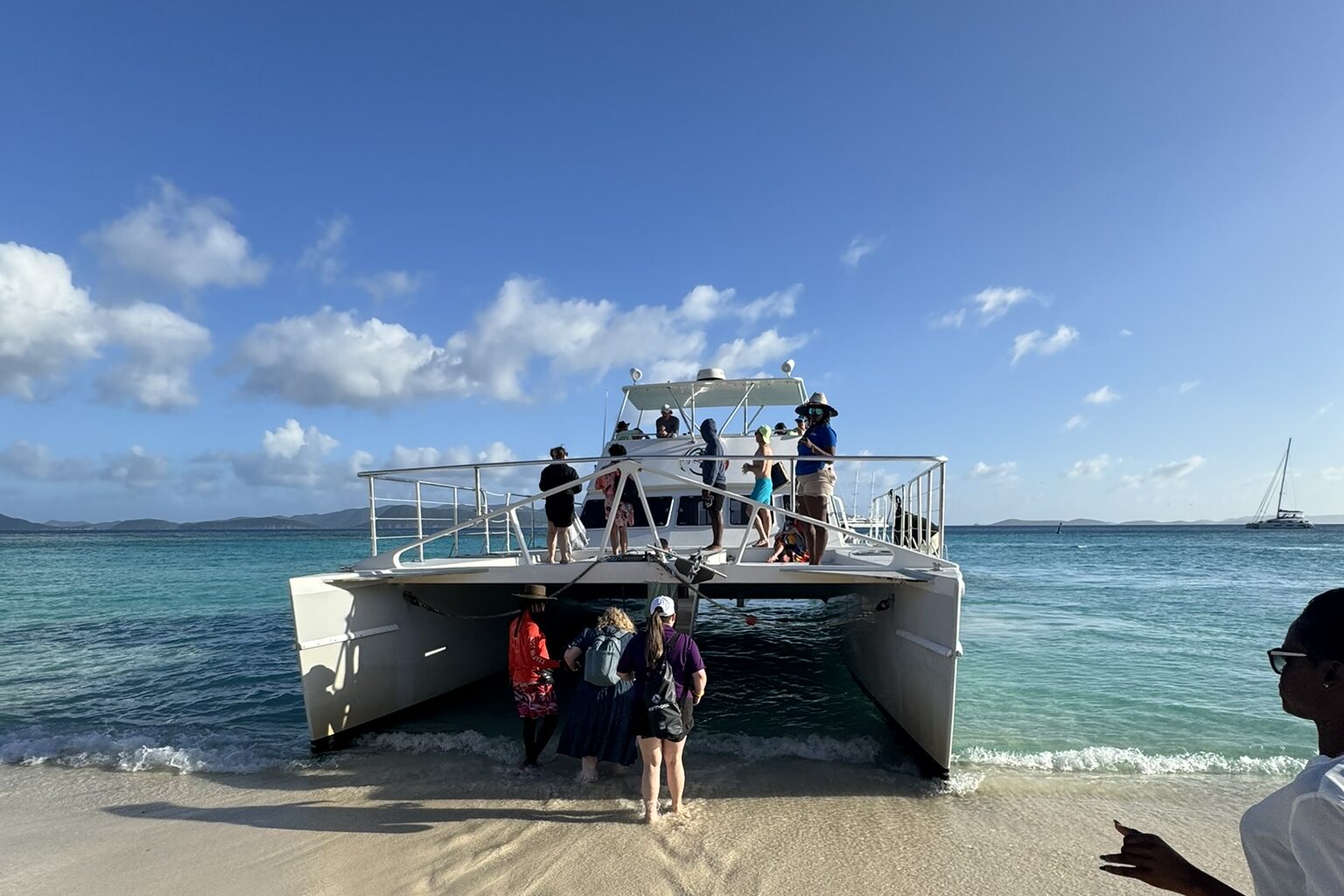 Catamaran-on-the-beach-in-Virgin-Gorda